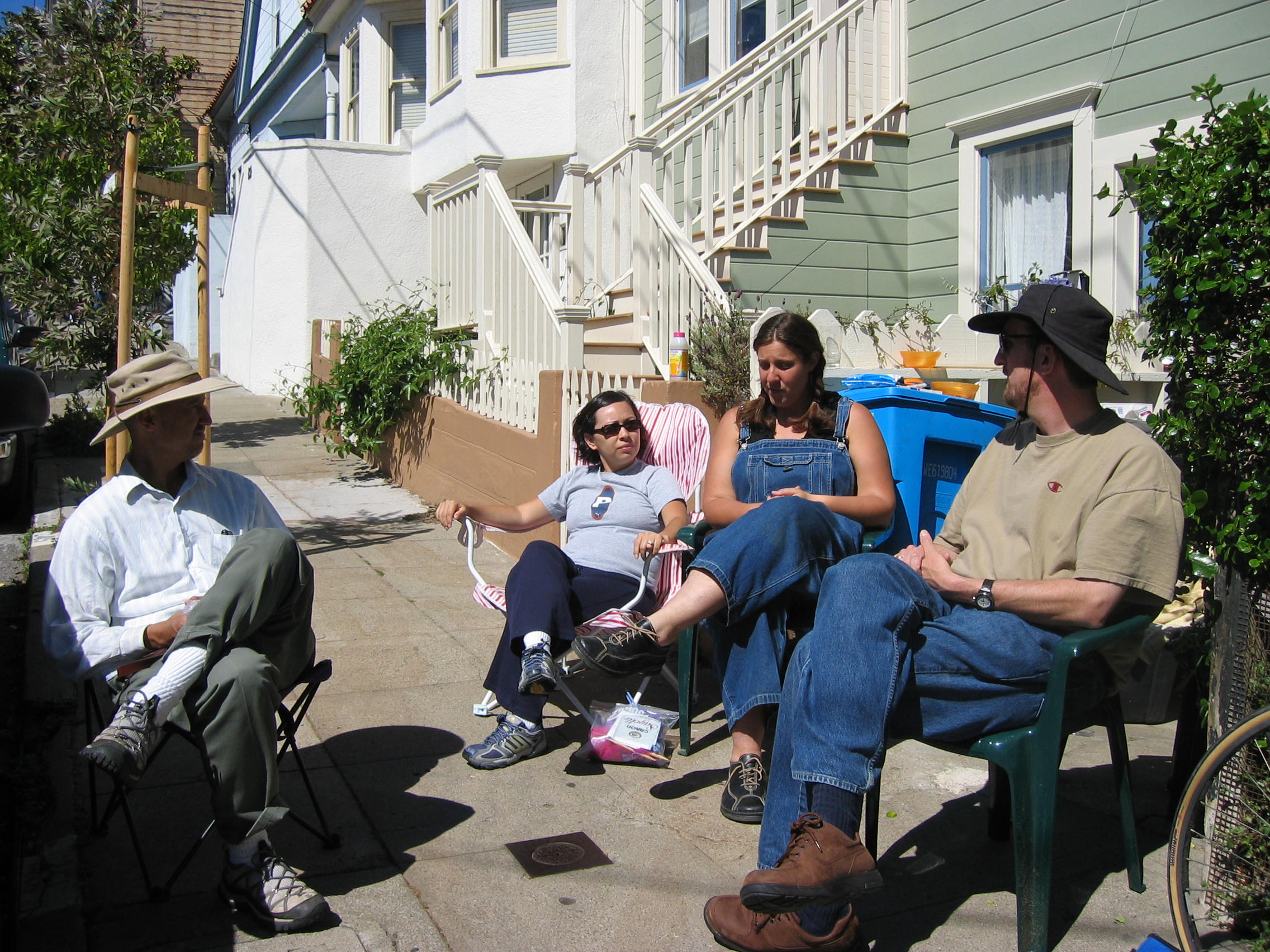 paul, lisa, lisa, and todd take a break from selling crap